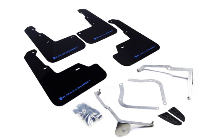 Rally Armor MF32-UR-BLK/LBL Black Mud Flap/Light Blue Logo