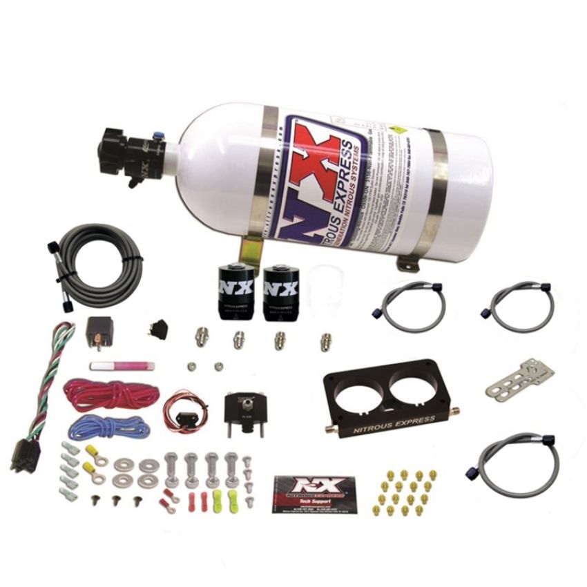 Nitrous Express 20950D-10 FORD 4 VALVE NITROUS PLATE SYSTEM (50-300HP) WITH 10LB BOTTLE (STOCK TB)