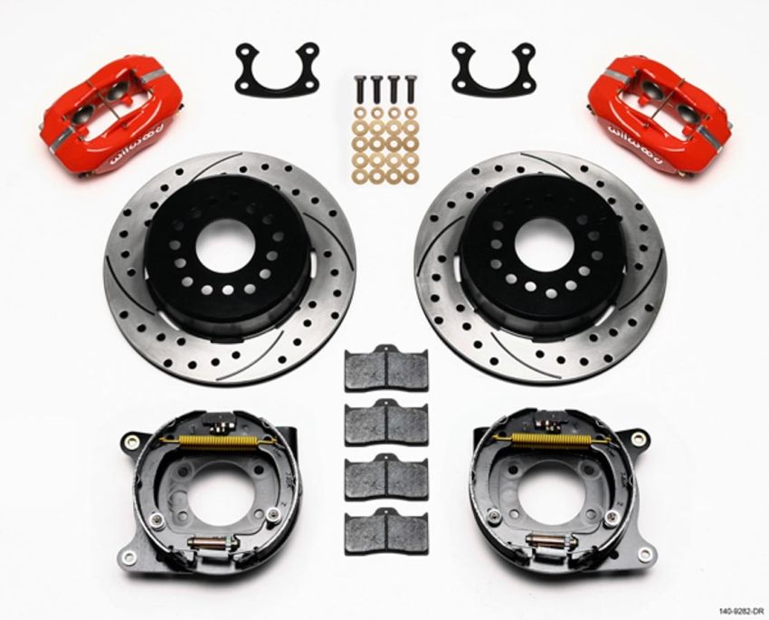 Wilwood 140-9282-DR Forged Dynalite P/S Park Brake Kit Drill-Red Small Ford 2.50in Offset