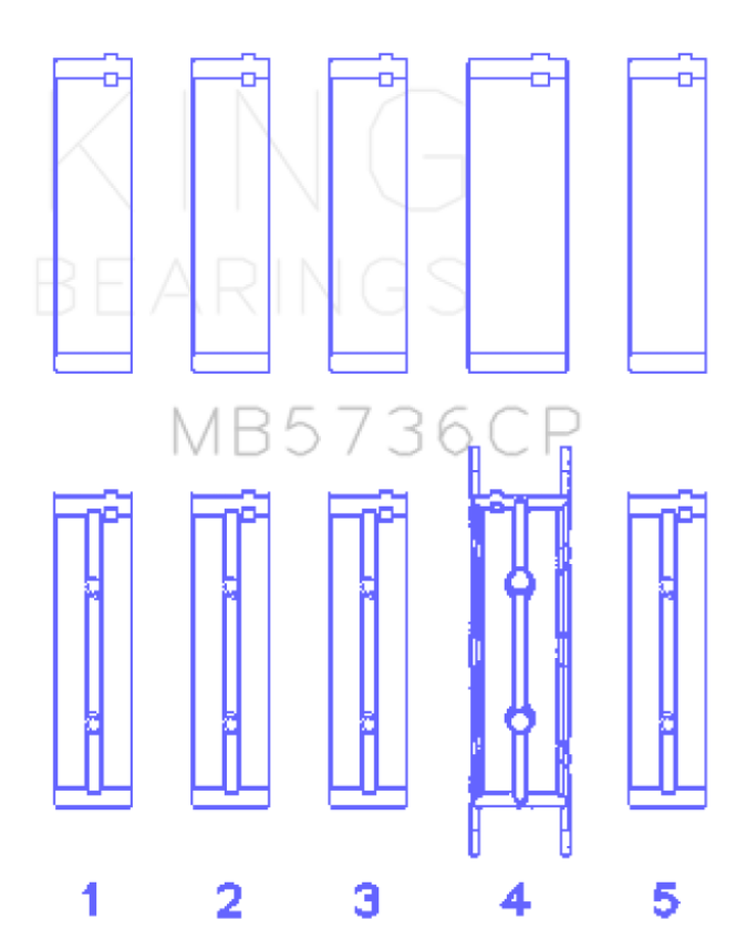 King Engine Bearings MB5736CP King Ford Powerstroke 6.0L/6.4L Diesel Crankshaft Main Bearing Set - Size STD