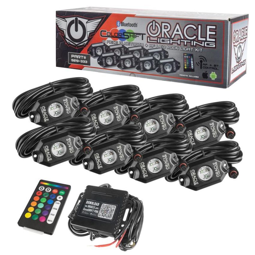Oracle Lighting 5819-333 Bluetooth + RF ColorSHIFT Underbody Wheel Well Rock Light Kit - 8 PCS