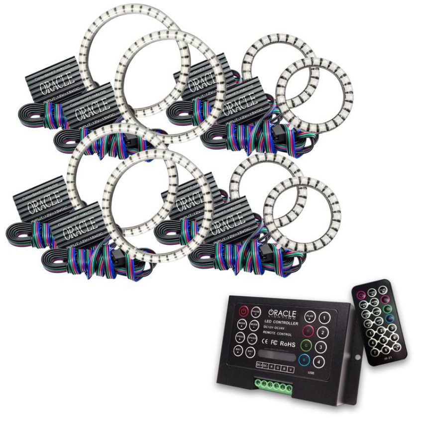 Oracle Lighting 5835-333 VECTOR Grille Surface Mount LED Halo Kit for Jeep JK/JL/JT - ColorSHIFT w/2.0