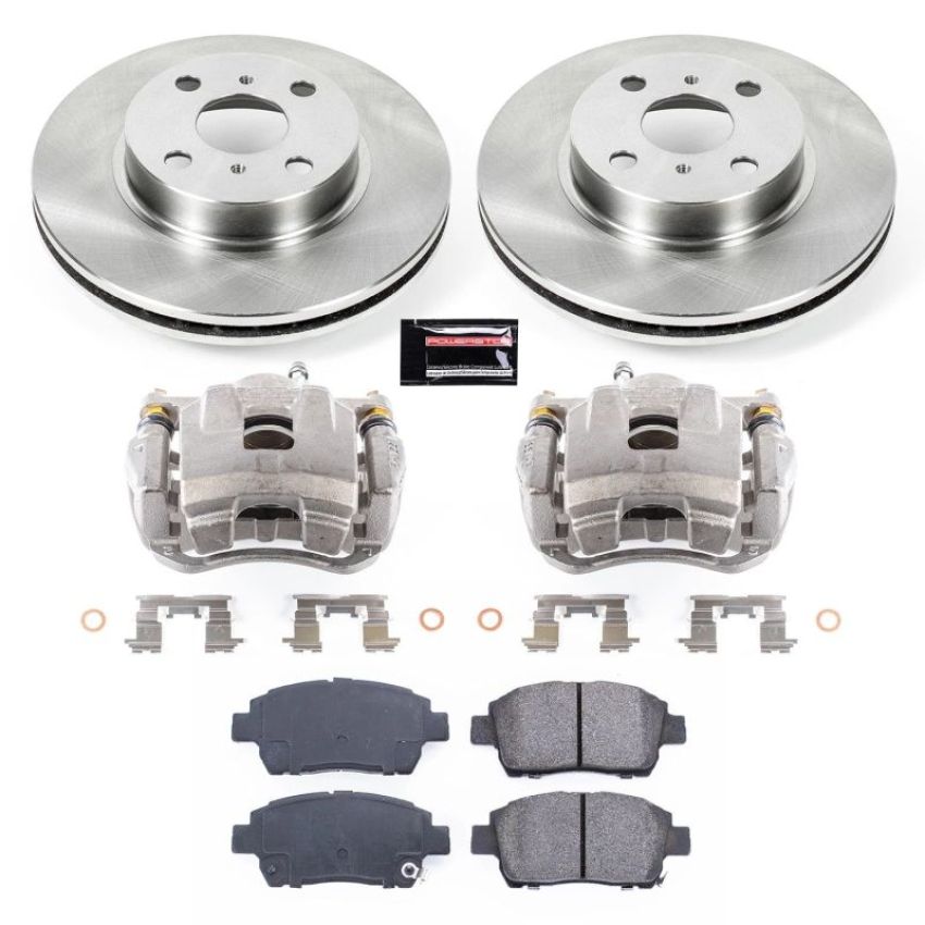PowerStop KCOE1153 OE Stock Replacement Low-Dust Ceramic Brake Pad, Rotor and Caliper Kit