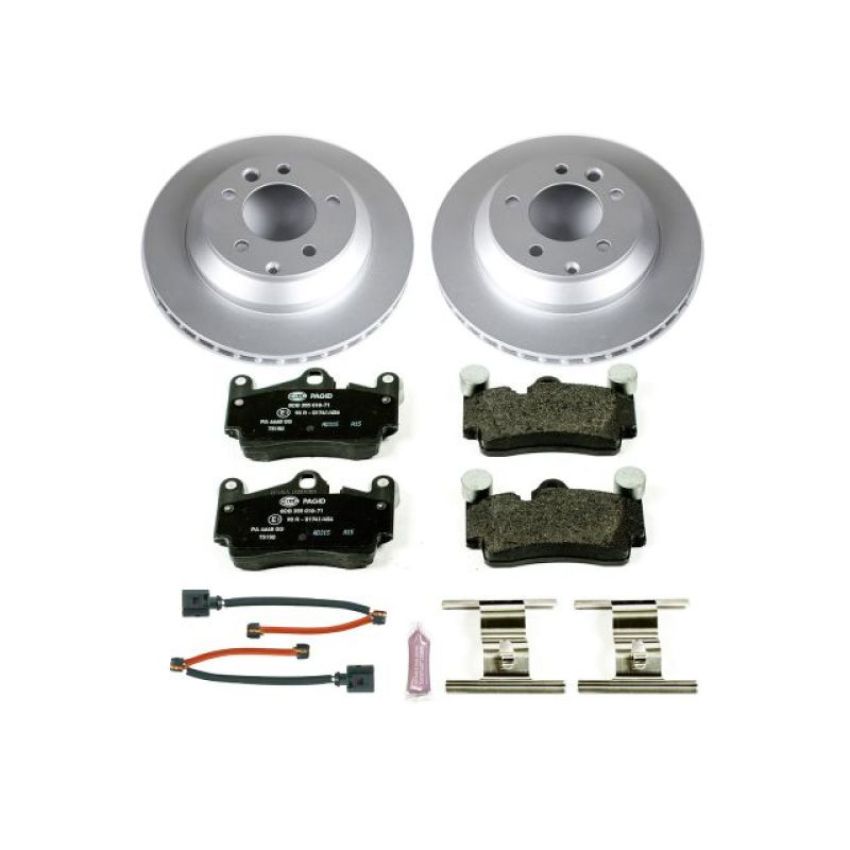 PowerStop ESK5312 Genuine Geomet Coated Rotors, ECE-R90 Brake Pads + Hardware Kit