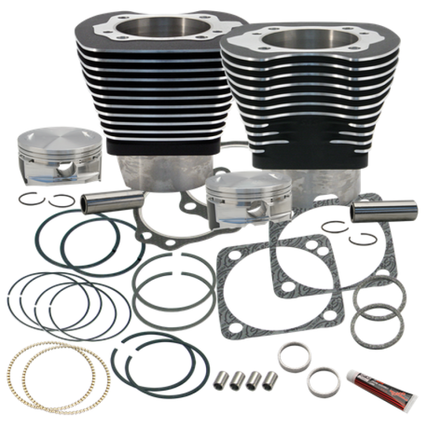 S&S Cycle 910-0224 84-99 BT 4 1/8in Bore Cylinder & Pistons Kit For S&S V124 Engine - Wrinkle Black