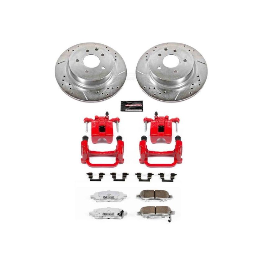 PowerStop KC179-26 Z26 Street Performance Ceramic Brake Pad, Drilled Slotted Rotor, and Caliper Kit