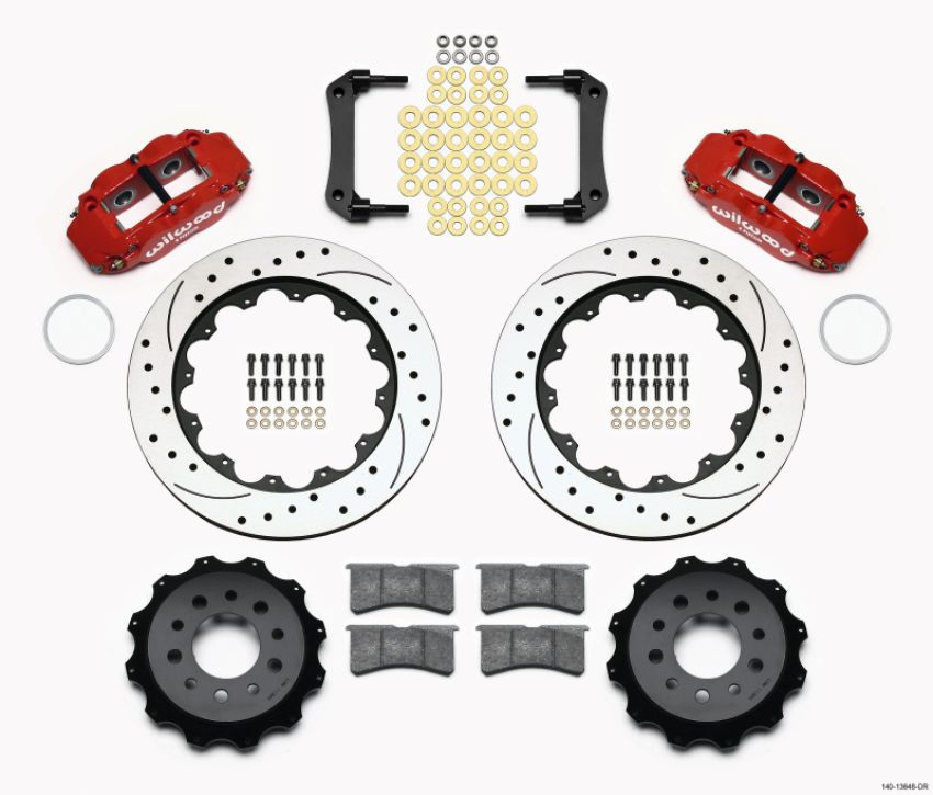 Wilwood 140-13648-DR Narrow Superlite 4R Rear Kit 14.00in Drilled Red Morrison Multilink IRS (10-15 Camaro Based)