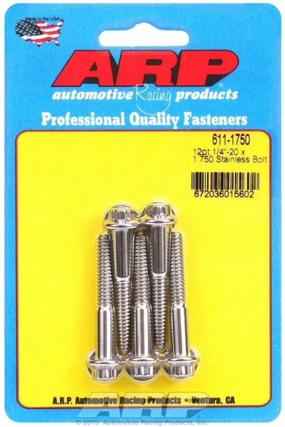 ARP ARP611-1750 S/S Bolt Kit - 12pt. (5) 1/4-20 x 1.750