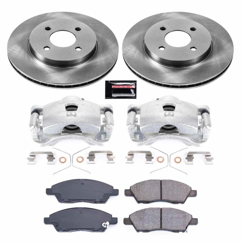 PowerStop KCOE6096A OE Stock Replacement Low-Dust Ceramic Brake Pad, Rotor and Caliper Kit