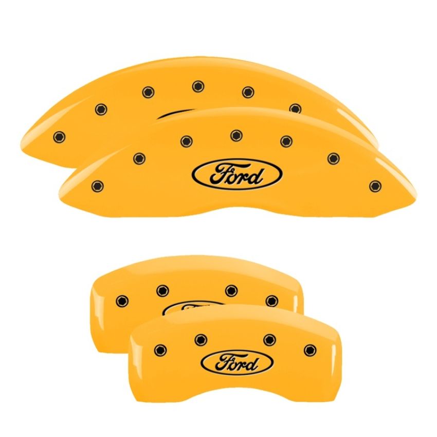 MGP 10242SFRDYL 4 Caliper Covers Engraved Front & Rear Oval logo/Ford Yellow finish black ch