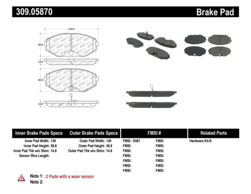 Stoptech 309.05870 Performance Brake Pads