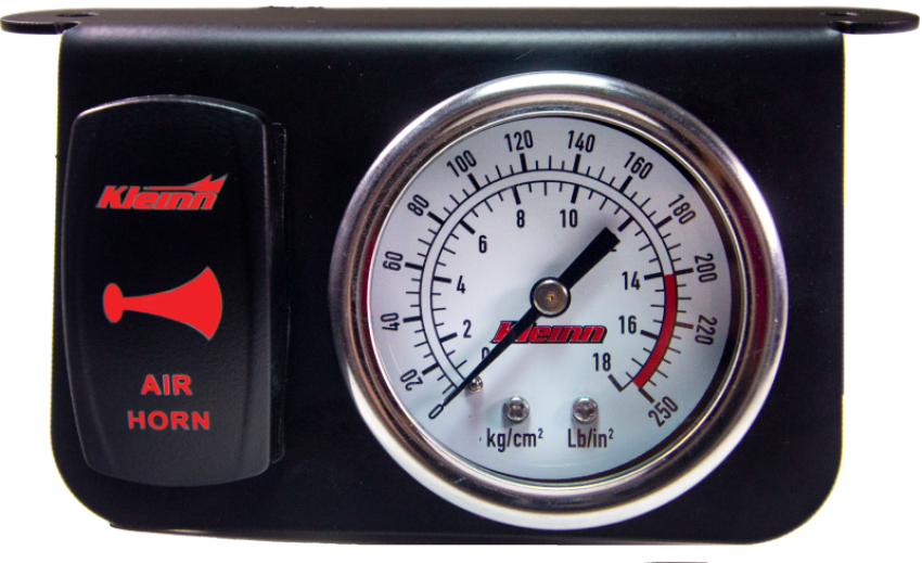 Kleinn Air Horns 1303R Kleinn Panel Mounted 160 PSI Gauge w/ an Illuminated RED Momentary Rocker Switch