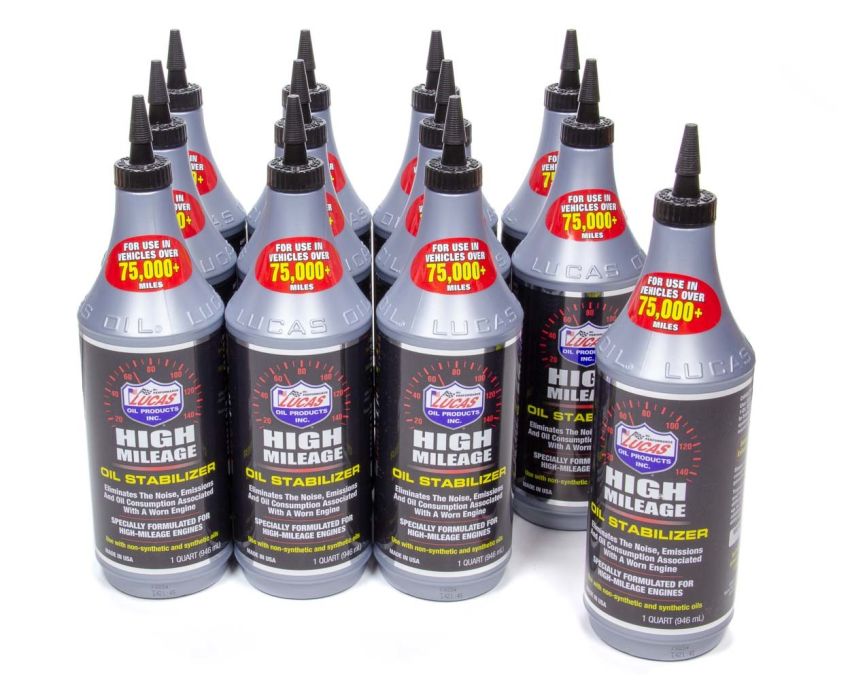 LUCAS OIL LUC10118-12 High Mileage Oil Stabili zer Case 12 x 1 Qt.