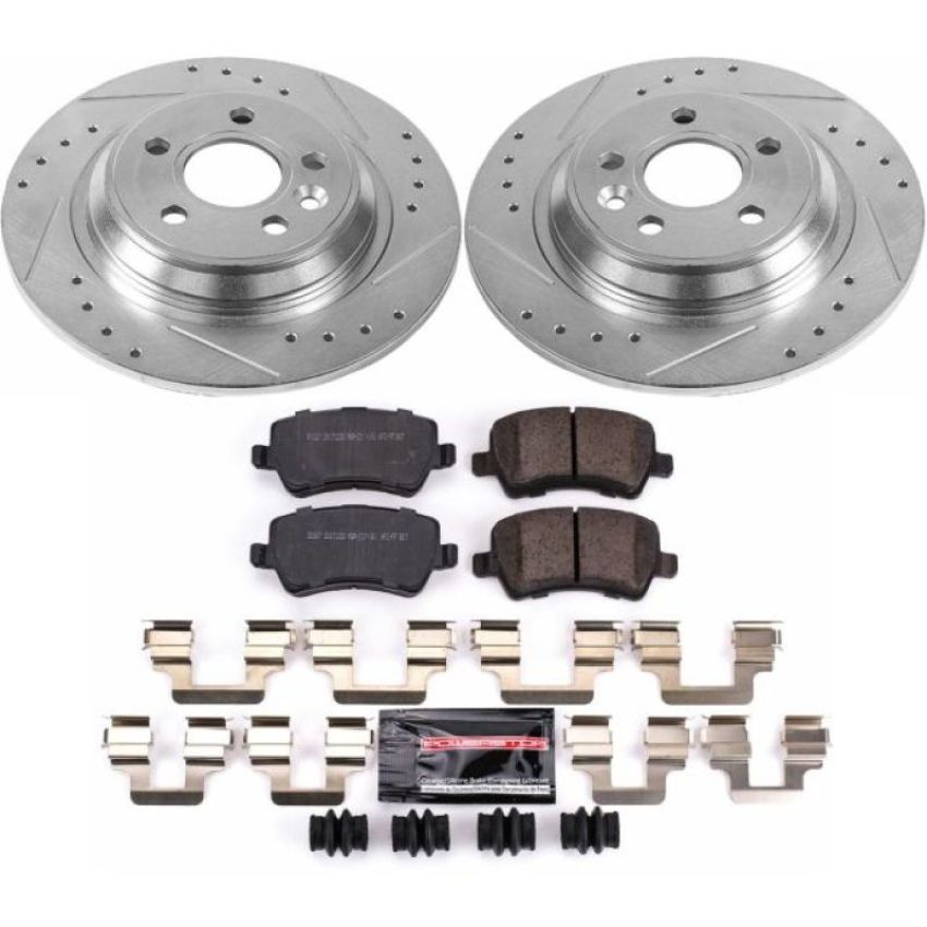 PowerStop K4704 Z23 Daily Driver Carbon-Fiber Ceramic Brake Pad and Drilled & Slotted Rotor Kit