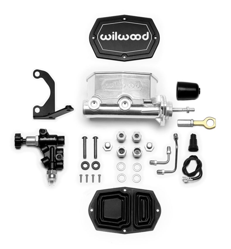 Wilwood 261-15522-P Compact Tandem M/C - 7/8in Bore w/Bracket and Valve fits Mustang (Pushrod) - Ball Burnished