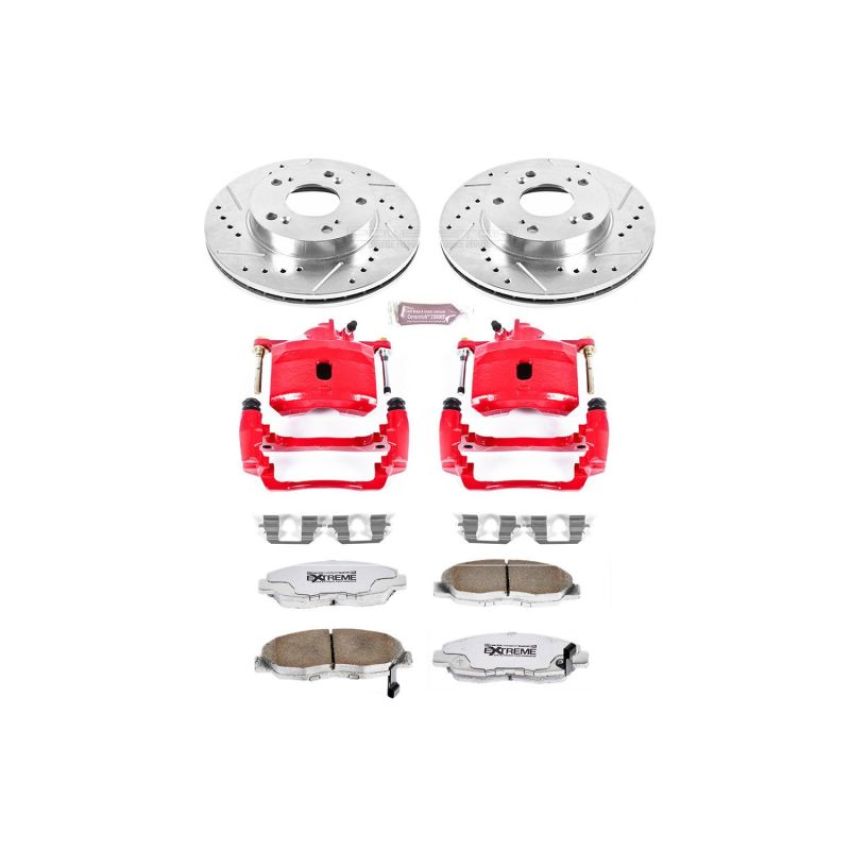 PowerStop KC2384-26 Z26 Street Performance Ceramic Brake Pad, Drilled Slotted Rotor, and Caliper Kit
