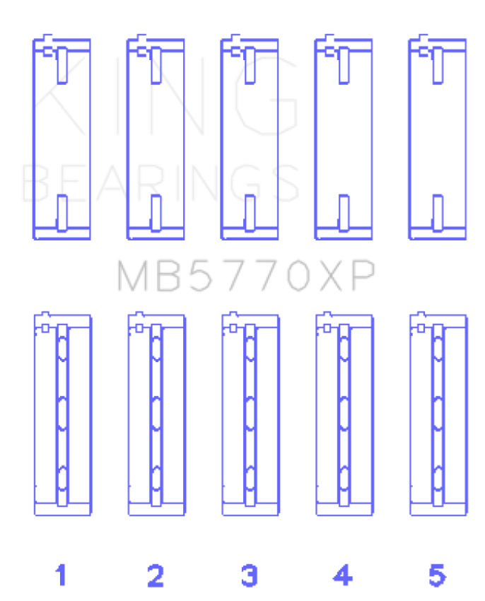 King Engine Bearings MB5770XP0.25 King Nissan VK45DD/E/ VK50VE/ Vk56DE/VD (Size 0.25) Main Bearing Set