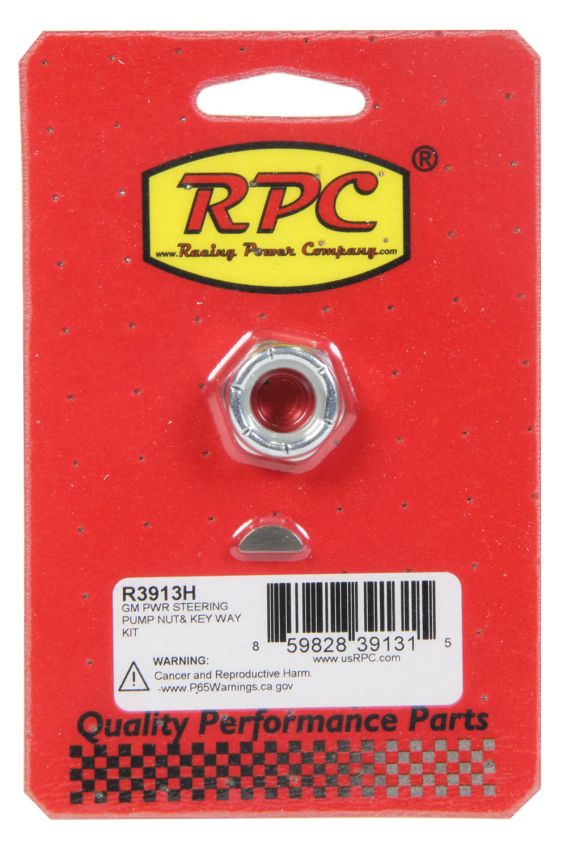 RACING POWER CO-PACKAGED RPCR3913H GM Power Steering Pump Nut and Keyway Kit