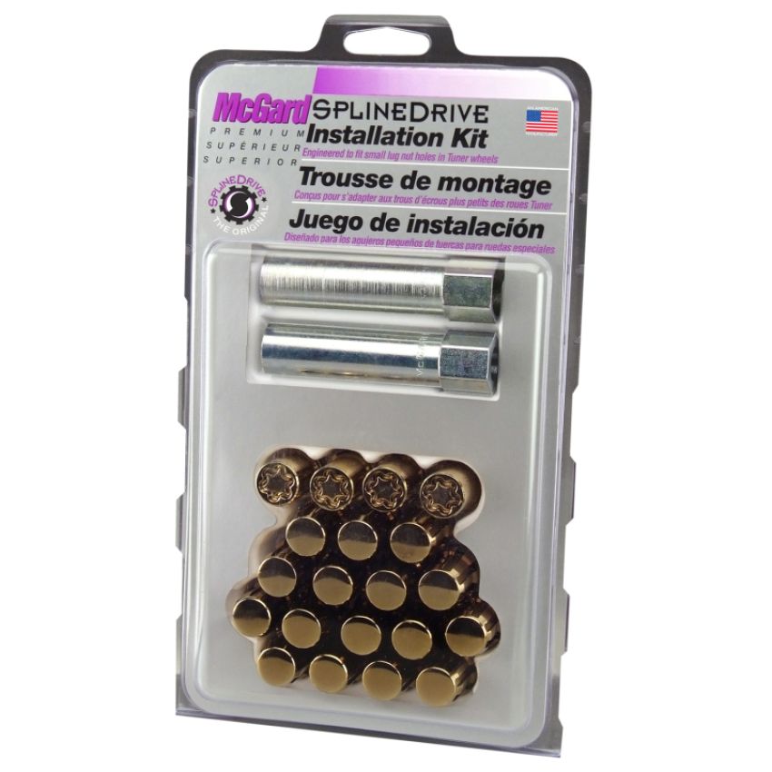 McGard (65554GDC 12X1.25 MCG 5 LUG SPLINEDRIVE KIT, GOLD W/WHL LKS CLAMSHELL)