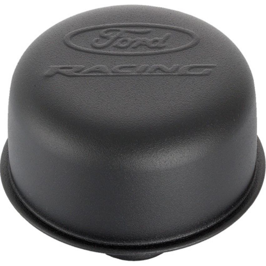 Ford Racing 302-216 Ford Racing Logo Air Breather Cap: Push-On - Black Crinkle Finish