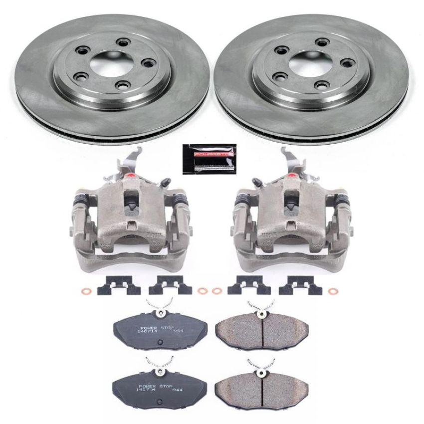 PowerStop KCOE3141 OE Stock Replacement Low-Dust Ceramic Brake Pad, Rotor and Caliper Kit