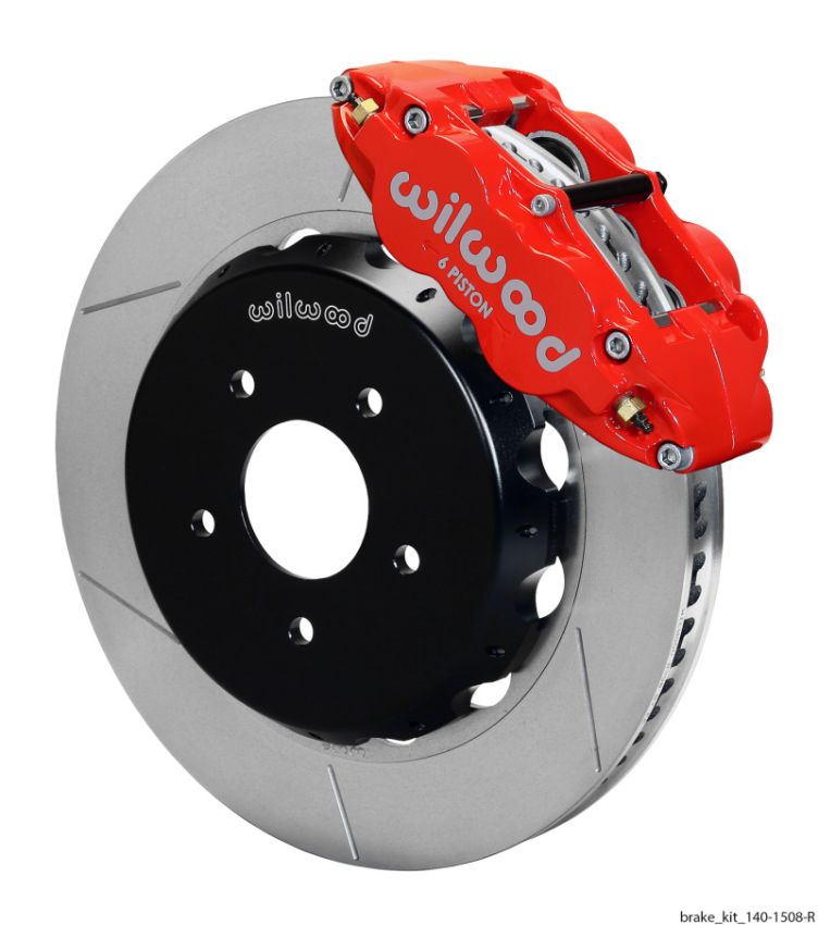 Wilwood 140-15408-R Narrow Superlite 6R Dust Seal Front Hub Kit 14.00in Red w/ Lines 04-06 GTO