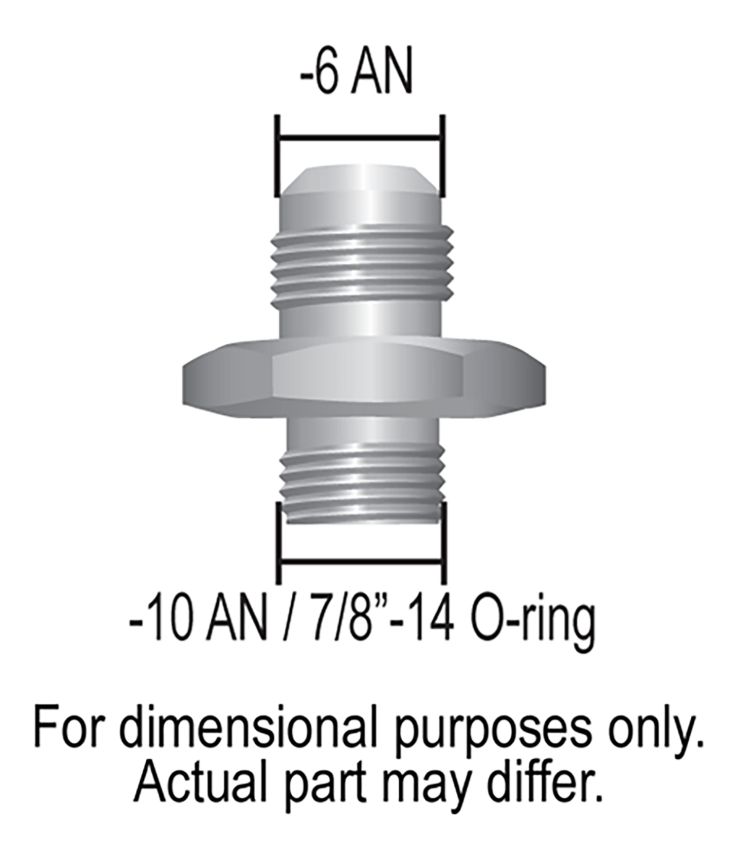 Derale 59006 Aluminum Cooler/Adapter Fitting -6AN x -10AN O-ring, Bright Anodized