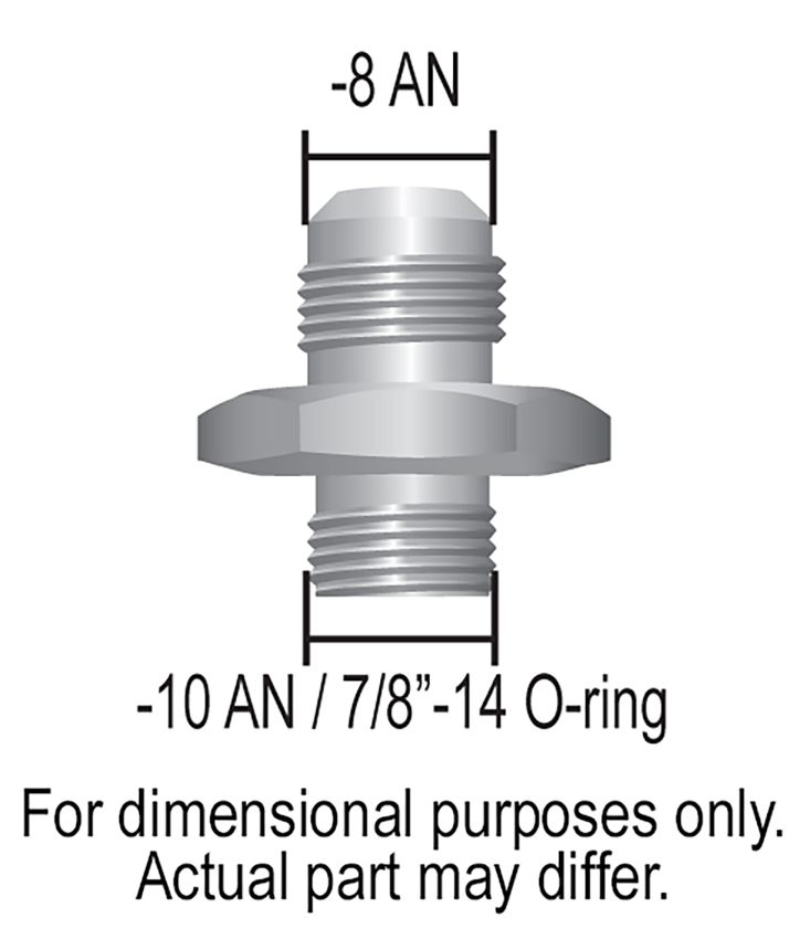 Derale 59008 Aluminum Cooler/Adapter Fitting -8AN x -10AN O-ring, Bright Anodized