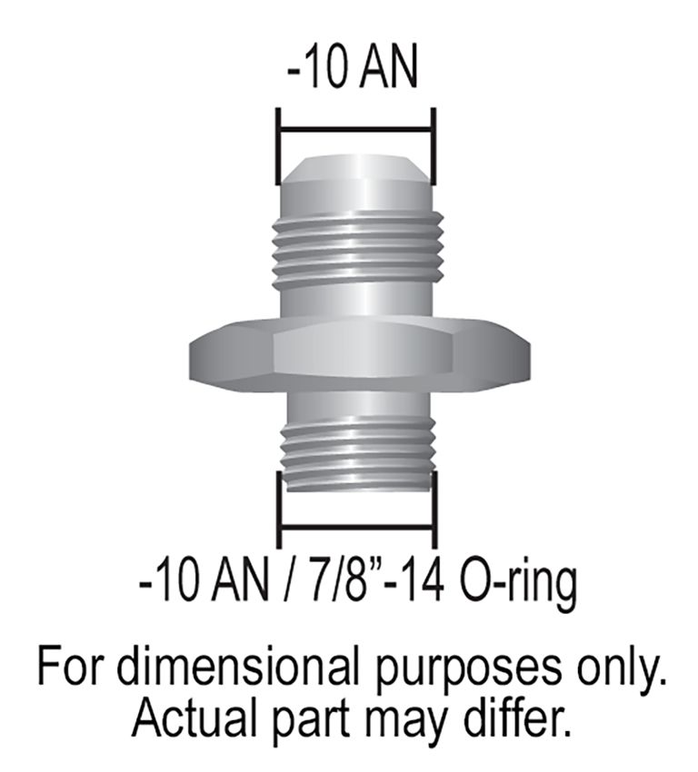 Derale 59010 Aluminum Cooler/Adapter Fitting -10AN x -10AN O-ring, Bright Anodized