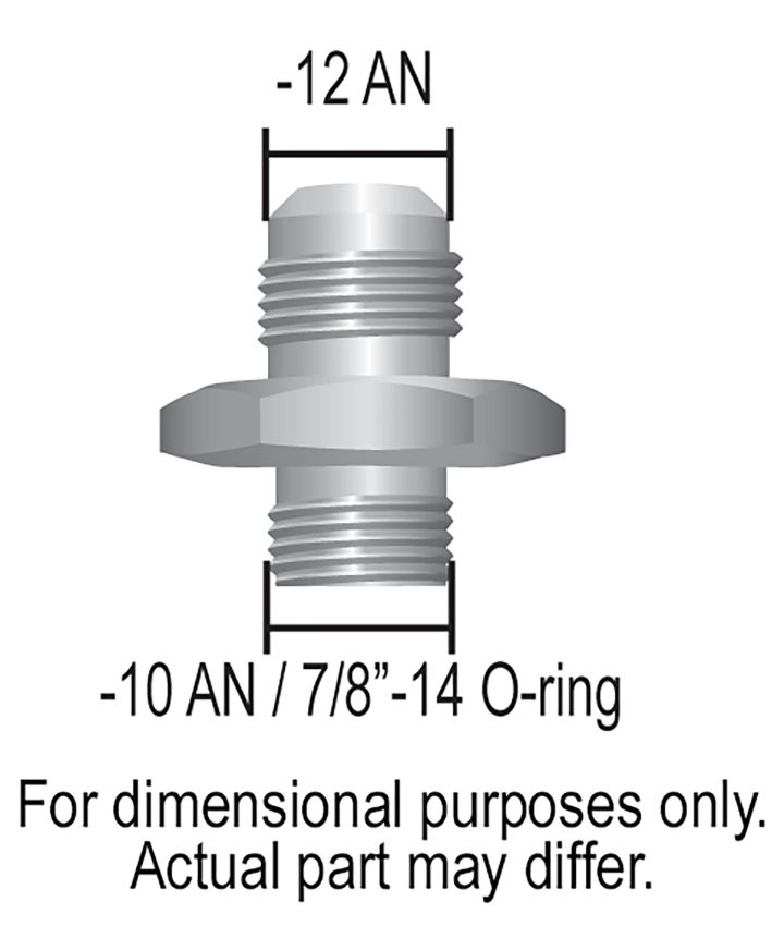 Derale 59012 Aluminum Cooler/Adapter Fitting -12AN x -10AN O-ring, Bright Anodized