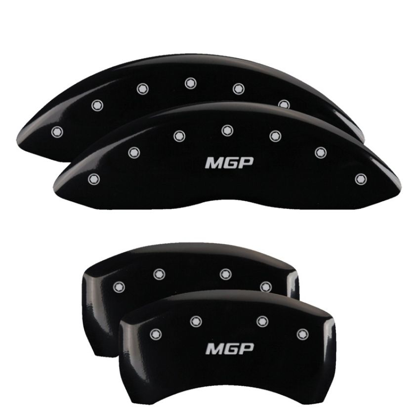 MGP 32005SMGPBK 4 Caliper Covers Engraved Front & Rear  Black finish silver ch