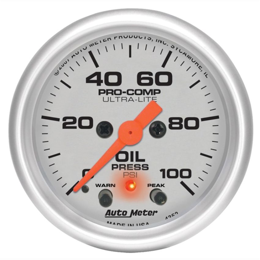 AUTOMETER ATM4352 2-1/16in U/L Oil Press. Gauge w/Peak & Warning