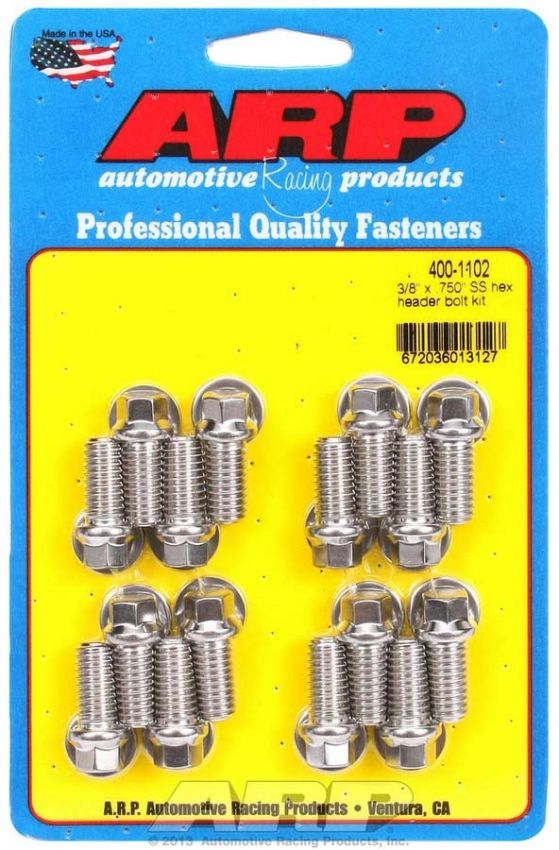 ARP ARP400-1102 S/S Header Bolt Kit - 3/8 x .750 UHL (16)