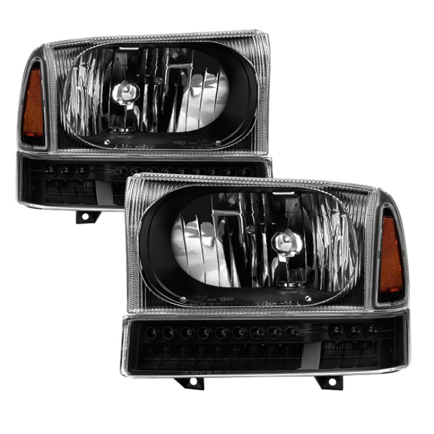 SPYDER 9035210 xTune Ford F250 F350 Superduty Excursion 99-04 OEM Style Headlights - Black HD-JH-FF25099-SET-LED-BK
