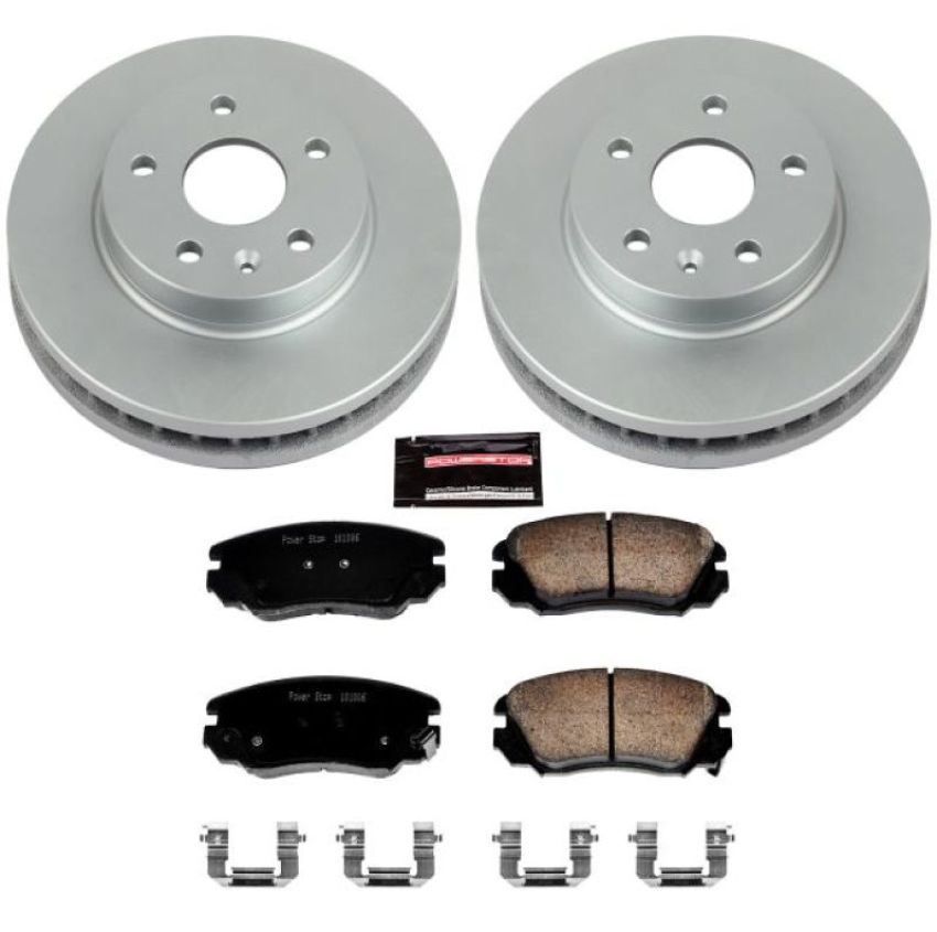 PowerStop CRK5522 Genuine Geomet Coated Rotor and Low-Dust Ceramic Brake Pad Kit