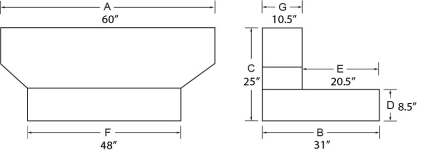 Tradesman 3212 Aluminum L-Shape Liquid Storage Tank (100 Gallon Capacity) - Brite