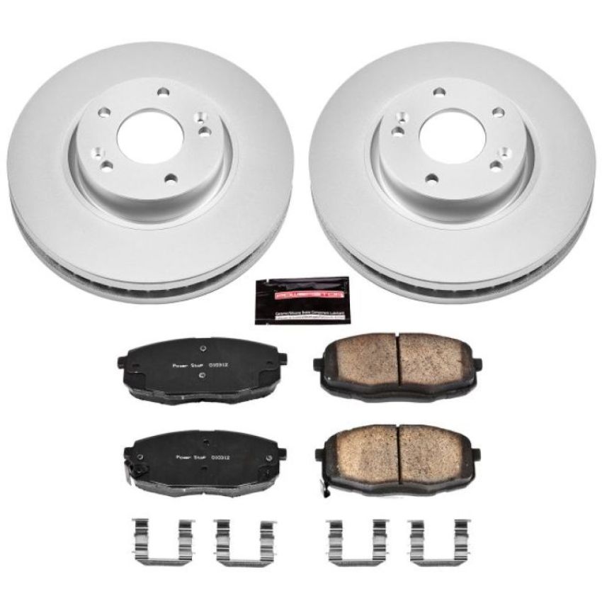PowerStop CRK5837 Genuine Geomet Coated Rotor and Low-Dust Ceramic Brake Pad Kit
