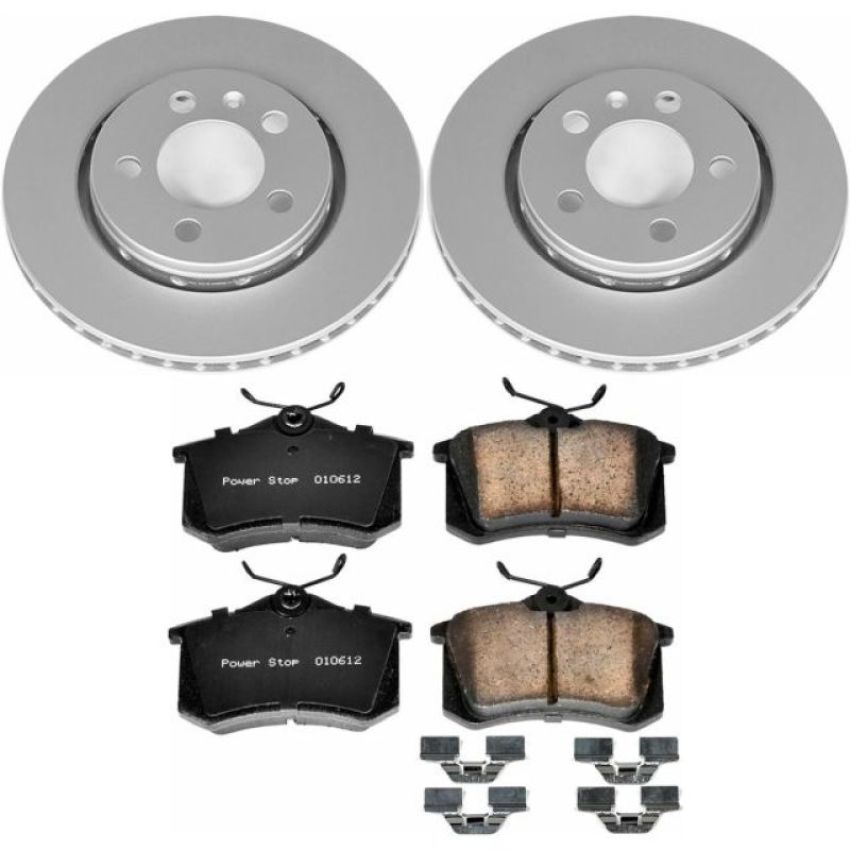 PowerStop CRK920 Genuine Geomet Coated Rotor and Carbon-Fiber Ceramic Brake Pad Kit