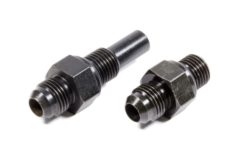 Russell Performance -6 AN to 4L80 Transmission Ports Adapter Fittings (Qty 2) - Black Zinc