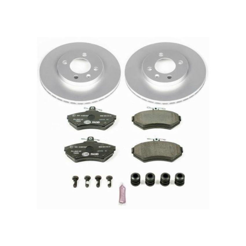 PowerStop ESK374 Genuine Geomet Coated Rotors, ECE-R90 Brake Pads + Hardware Kit