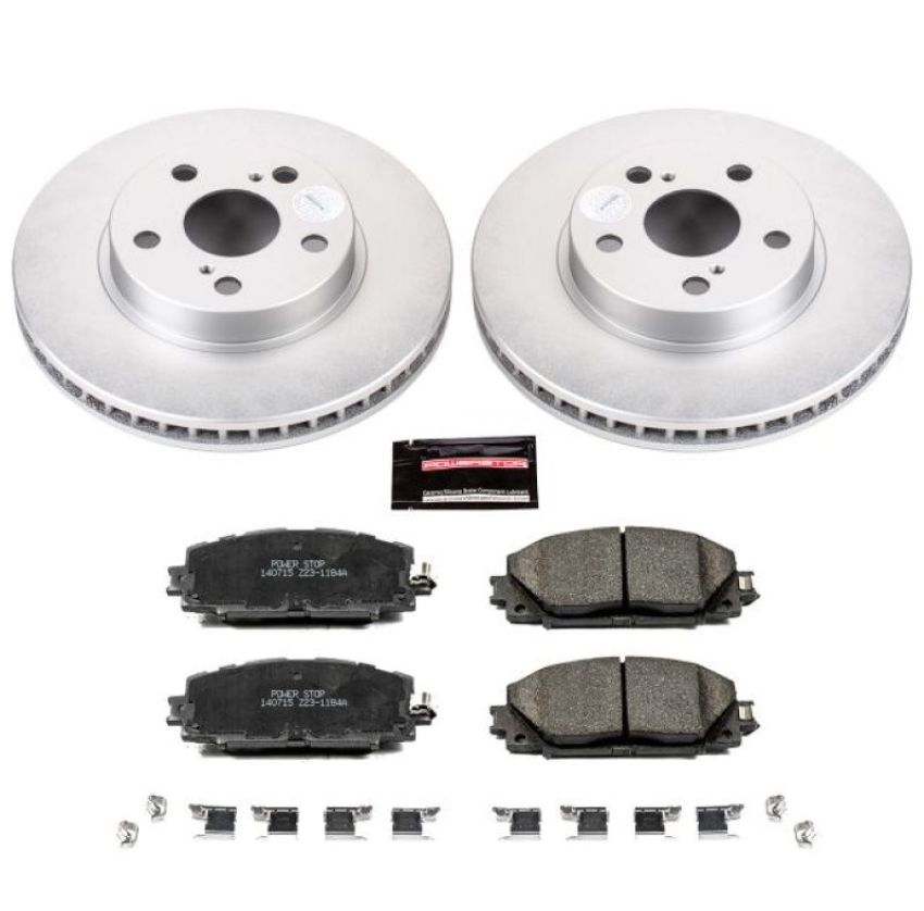 PowerStop CRK5870 Genuine Geomet Coated Rotor and Low-Dust Ceramic Brake Pad Kit