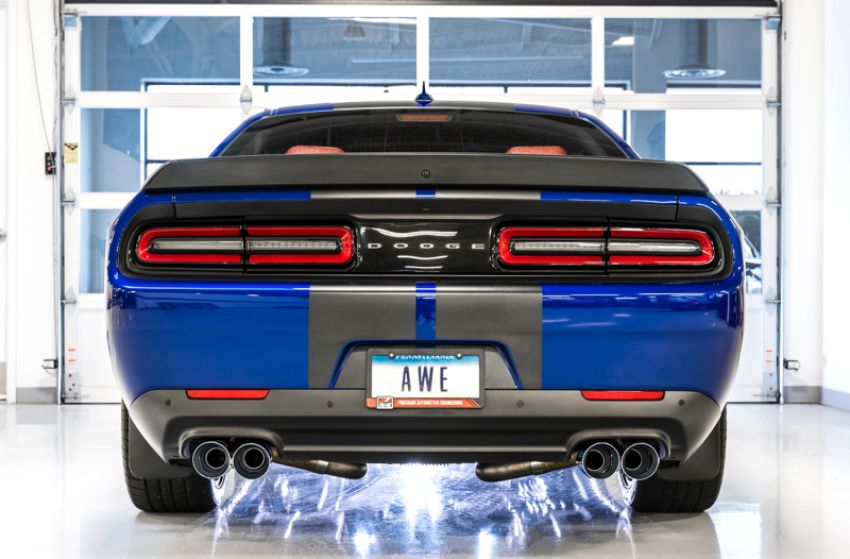 AWE Tuning 3020-42076 2017+ Challenger 5.7L Touring Edition Exhaust - Non-Resonated - Chrome Silver Quad Tips