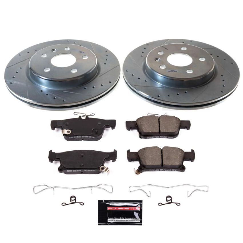 PowerStop K9104 Z23 Daily Driver Carbon-Fiber Ceramic Brake Pad and Drilled & Slotted Rotor Kit