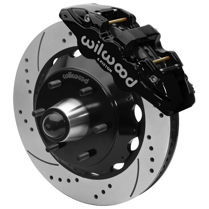 Wilwood 140-16459-D 63-87 C10 CPP Spindle AERO6 Front BBK 14in Drilled/Slotted 6x5.5 BC - Black