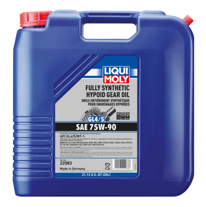 LIQUI MOLY 22083 Fully Synthetic Hypoid Gear Oil (GL4/5) SAE 75W-90