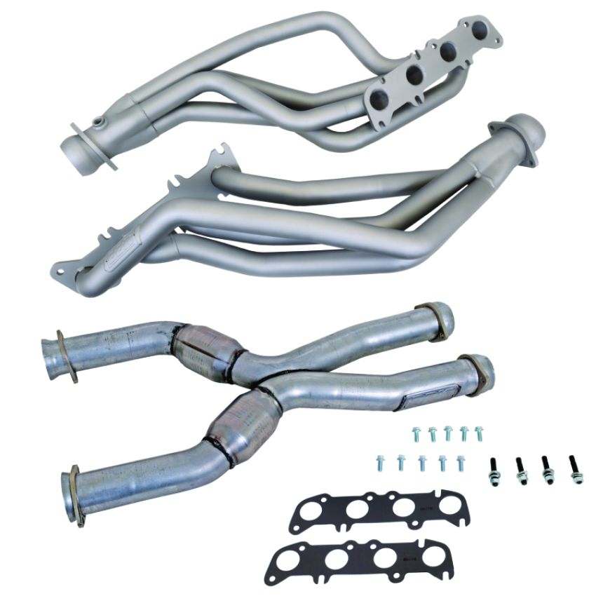 BBK 16342 86-04 Ford Mustang Coyote Swap 1-3/4in Long Tube Headers w/High Flow Catted X-Pipe (Ti Ceramic)