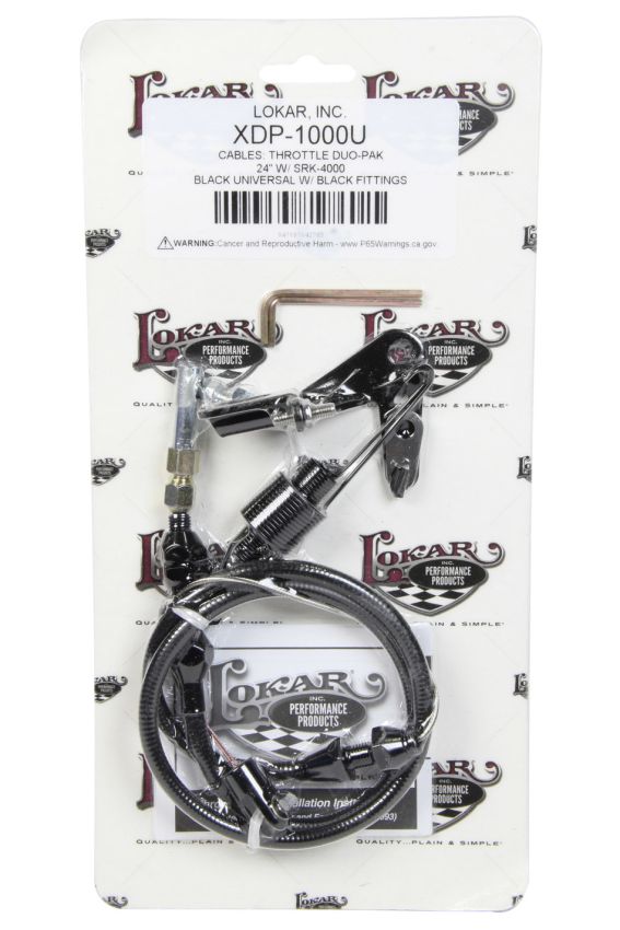 LOKAR LOKXDP-1000U Duo-Pak Univ. Throttle Cable w/Brackets Black