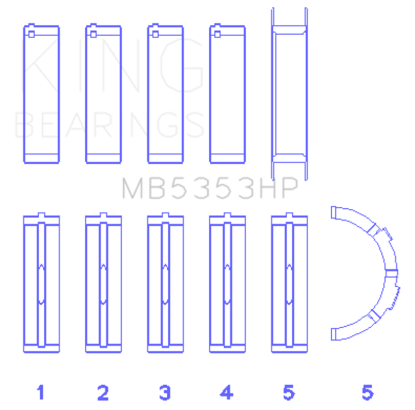 King Ford 281 4.6L SOHC 16V Performance Main Bearing Set - Oversize .026