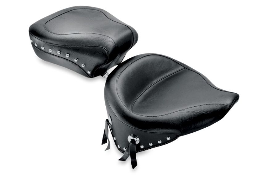 Mustang Motorcycle 75095 Mustang 84-06 Harley Standard Rear Tire Wide Touring Passenger Seat w/Studs- Black