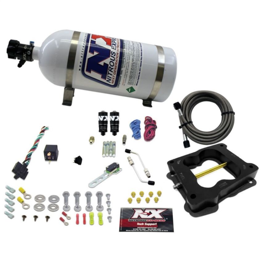 Nitrous Express 40081-10 Q-JET/HOLLEY SPREAD BORE HITMAN PLUS (50-100-150-200HP) WITH 10LB BOTTLE